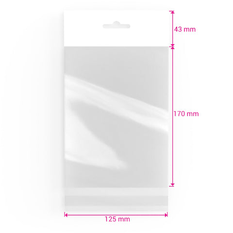 Cello Bags (With Header) Clear 170 x 125 mm