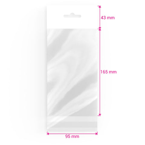Cello Bags (With Header) Clear 165 x 95 mm