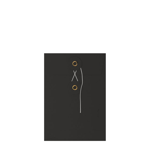 Coloured envelopes with string and washer closure Black 162 x 114 mm (C6)