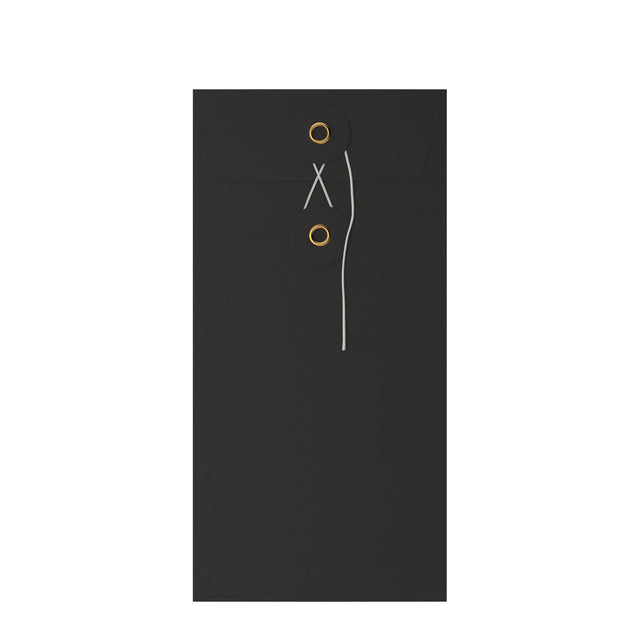 Coloured envelopes with string and washer closure Black 220 x 110 mm (DL)