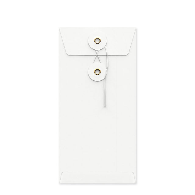 Coloured envelopes with string and washer closure White 220 x 110 mm (DL)