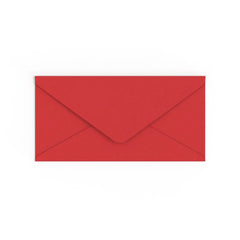 DL Cherry Red British Made Gummed V-Flap Envelope (110 x 220mm)