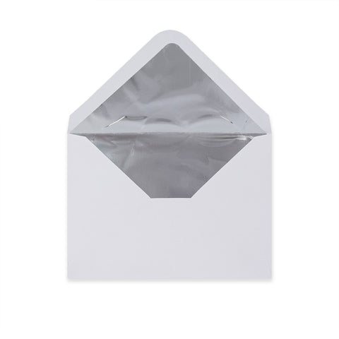 Paper Lined Envelopes White + Silver Foil 114 x 162 mm (C6)