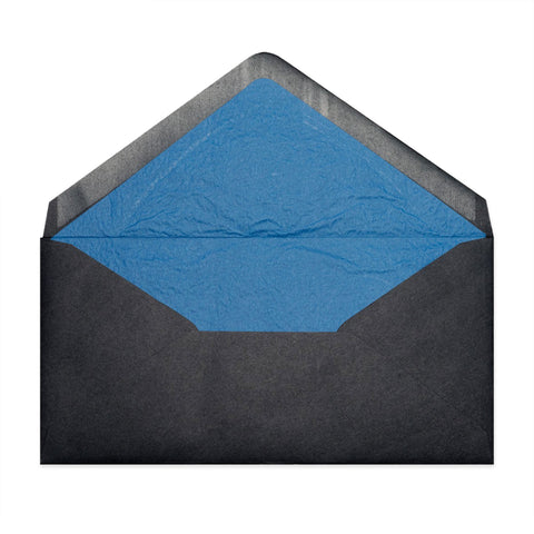 Paper Lined Envelopes Black + Blue Fancy Paper 110 x 220 mm (DL)