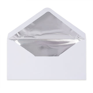 Paper Lined Envelopes White + Silver Foil 110 x 220 mm (DL)
